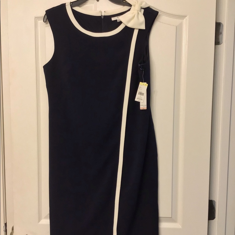 Studio One Blue Dress with White Bow